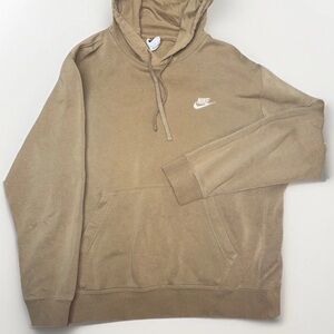 Nike Sportswear Hoodie Sweatshirt Pullover Men's Size L Light Brown Hooded T22